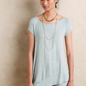 Anthropologie, Bordeaux Asymmetrical Tee in Tiffany Blue - XS; will fit S-M